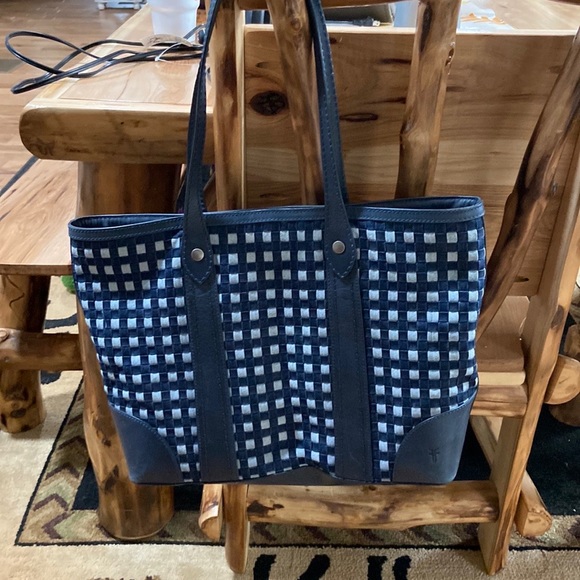 Frye Navy Denim tote - Picture 1 of 12